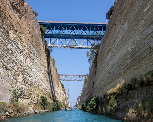 Passing through the Corinth canal