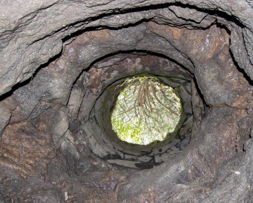 Looking upwards through a Fumarole - created by hot gases escaping through lava
