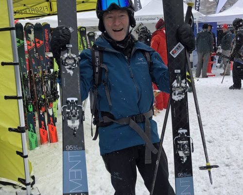 Jono with test skis